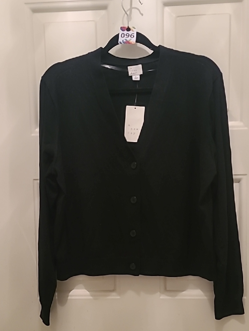 96 a new day Black V-Neck Button Cardigan